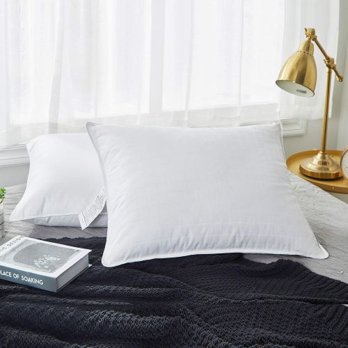  Puredown 75% White Down Pillows 600 Filling Power, Cotton Cover ,2 Set, StandardQueen Size