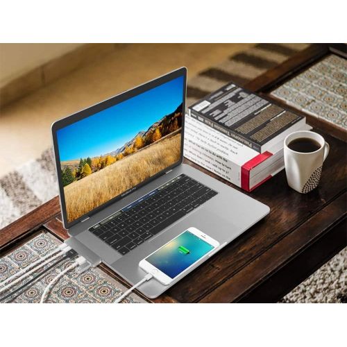  Purefix USB C Hub, Fastest 40Gbs Type-C 5 in 1 Multi-Port Hub Adapter for MacBook Pro 13  15 with Thunderbolt 3, Pass-Through Charging, 2 USB 3.1 Ports and 4K HDMI Out (Silver)