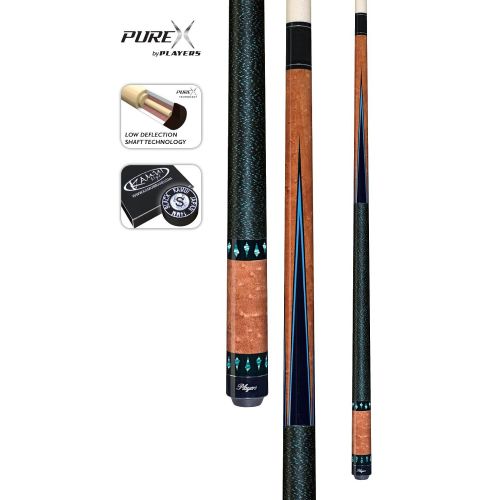  Purex HXT30 Antique-Stained Birds-Eye Maple with Black and Teal Points and Diamonds Technology Pool Cue