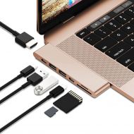 Purgo USB C Hub Adapter Dongle for MacBook Air 2018, MacBook Pro 201820172016, 50Gbps Type C Hub with 4K HDMI, Thunderbolt 3 5K@60Hz, 100W Power Delivery, 2 USB 3.0 and SDMicro