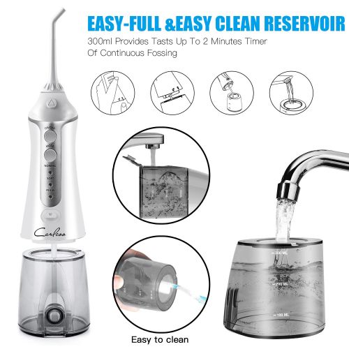  Water Flosser Cordless,Puridea Professional Dental Gum Flosser With 4 Jet Tips For Braces and Teeth Whitening