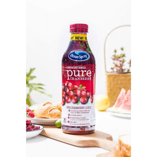 Puritans Ocean Spray 100% Juice, Unsweetened Pure Cranberry, 1 Liter Bottle (Pack of 8)
