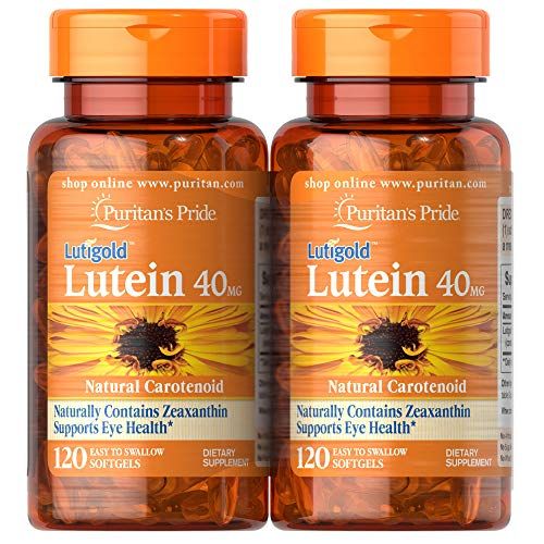  [무료배송]Puritans Pride Lutein 40mg with Zeaxanthin, Supports Eye Health, 240 Total Count (2 Pack of 120 Count Softgels), 240 Count