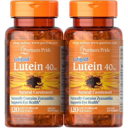  [무료배송]Puritans Pride Lutein 40mg with Zeaxanthin, Supports Eye Health, 240 Total Count (2 Pack of 120 Count Softgels), 240 Count