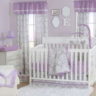 Damsel Damask Purple and Grey Baby Crib Bedding - 11 Piece Sleep Essentials Set