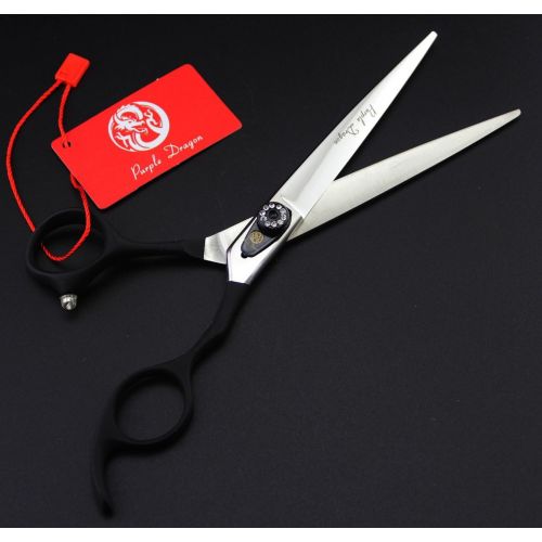  Purple Dragon 7.0 3 in 1 Black Top-level Professional Pet Grooming Thinning Scissors - Downward Curved Shears and Dog Hair Cutting Scissor - Pet Groomer or Family DIY Use