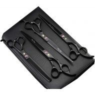 Purple Dragon 8 Inch Professional Pet Grooming Scissors Dog Thinning Shear Curved Scissor Sets with Bag