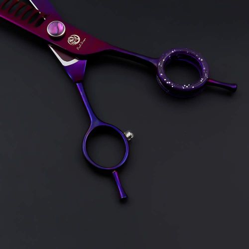  Purple Dragon 7.0 Purple Downward Curved Pet Grooming Curved Scissors/Chunker Shear with Adjustment Screw- Perfect for Professional Pet Groomer