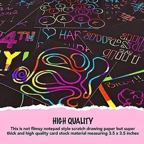  [아마존베스트]Purple Ladybug Novelty Rainbow Scratch Off Mini Notes + 2 Stylus Pens Kit: 150 Sheets of Rainbow Scratch Paper for Kids Arts and Crafts, Airplane or Car Travel Toys - Cute Unique Gift Idea for Kids, Girl