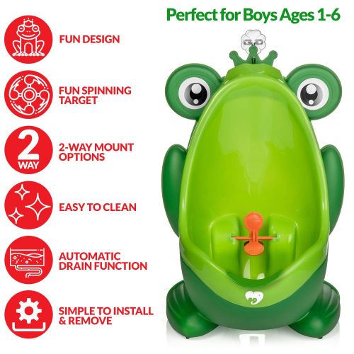  [아마존베스트]Purple Safety Frog Potty Training Urinal for Boys Toilet with Funny Aiming Target - Green