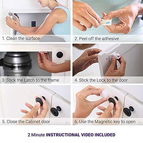  [아마존베스트]Purple Safety Magnetic Baby Safety Locks for Cabinets & Drawers - Baby Proof & Easy Install - No Screws or Drilling -...