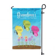 PurpleBerryGifts Grandmas Garden Flag - Garden Butterfly Grandkid Names, Grandmother, Mom Banner Personalized Garden Decor Yard Sign Flag - Mothers Day Gift