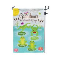 PurpleBerryGifts Grandmas Garden Flag - Garden Frog Grandkids, Grandmother Yard Sign, Mom Nana Banner Personalized Name Garden Decor Flag - Mothers Day Gift