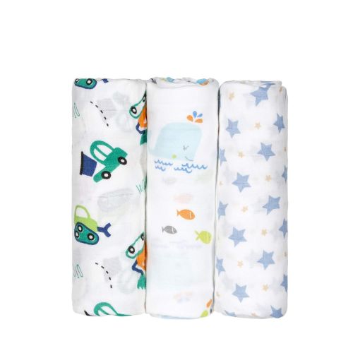  Purrfectzone PurrfectZone Silky Soft Large Bamboo Muslin Swaddle Blankets (Boys, Car)