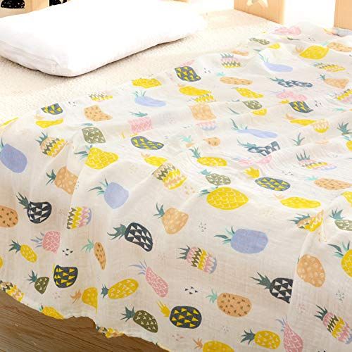  Purrfectzone PurrfectZone Silky Soft Large Bamboo Muslin Swaddle Blankets (Neutral, Pineapple)