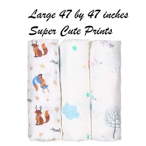  Purrfectzone PurrfectZone Silky Soft Large Bamboo Muslin Swaddle Blankets (Neutral, Moon)