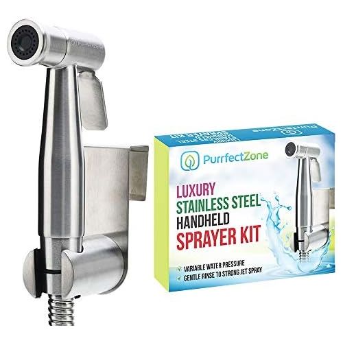  Purrfectzone Bidet Sprayer for Toilet; Handheld Bidet Toilet Sprayer (Brushed Nickel, Regular Toilet)