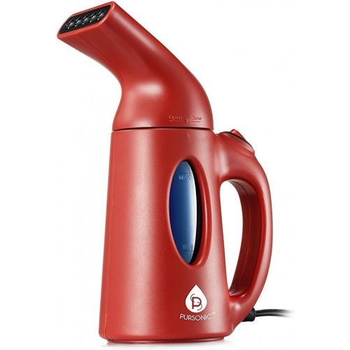  [아마존베스트]Pursonic CS180 Portable 130ml Handheld Fabric Fast Heat-up Powerful Garment Clothes Steamer with High Capacity for Home and Travel, Red