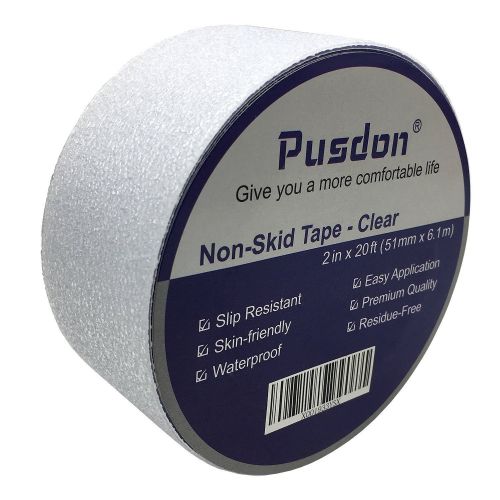  Pusdon Clear Anti Slip Tape 3 Pack, 2-Inch x 20Ft Each Roll, Wooden Stairs Safety-Walk Tub and Shower Treads, Non Skid Bath and Shower Tape