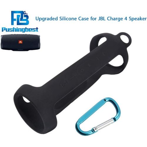  Pushingbest Silicone Case for JBL Charge 4 Portable Waterproof Wireless Bluetooth Speaker (Black)