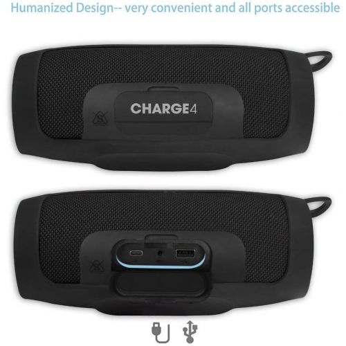  Pushingbest Silicone Case for JBL Charge 4 Portable Waterproof Wireless Bluetooth Speaker (Black)