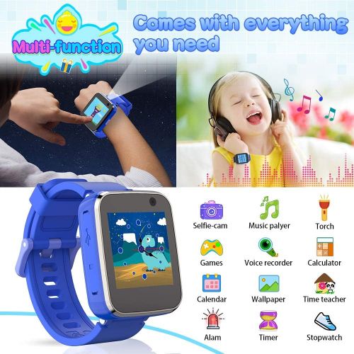  [아마존베스트]Pussan Smart Watch for Kids Watch Boys Toddler Watch Toys for 3-8 Year Old Kids Smart Watches Touchscreen USB Charging with Camera Player Flashlight Game Watch for Kids Christmas B