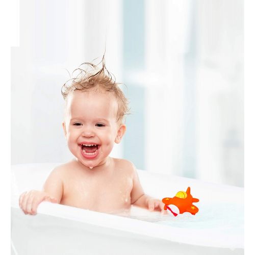  Puzzled Airplane Water Squirter Rubber Bath Toy, 3 Inch Adorable Floating Animal Squirties Interactive BPA Free Swimming Bathtub Buddies Fun Pool Infant And Toddler Bathing Aeropla