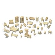 Puzzled Wooden Dollhouse Furniture Set 3D Puzzle