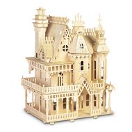 Puzzled 3D Puzzle Fantasy Villa Dollhouse Set Wood Craft Construction Model Kit, Fun & Educational DIY Wooden Toy Assemble Unfinished Craft Hobby Puzzle to Build and Paint for Deco