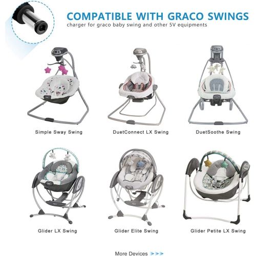  [아마존베스트]Pwron PwrON 5V Replacement Graco Swing Power Cord Compatible with Graco Simple Sway, Graco Glider LX/Elite/Premier/PetiteLX; Sweetpeace, DuetSoothe, DuetConnect LX, Sweet Snuggle, Comfy