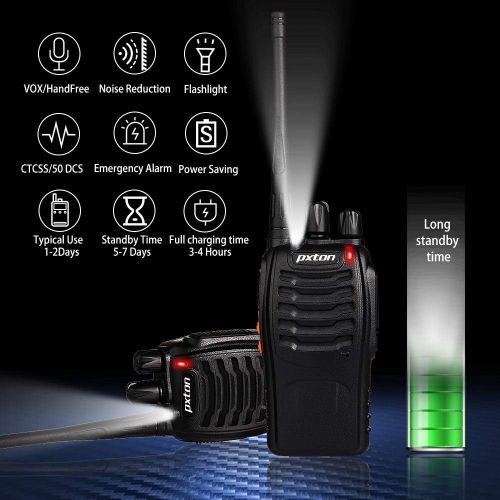  pxton Walkie Talkies Long Range for Adults with Earpieces,16 Channel Walky Talky Rechargeable Handheld Two Way Radios with Flashlight Li-ion Battery and Charger（4 Pack）