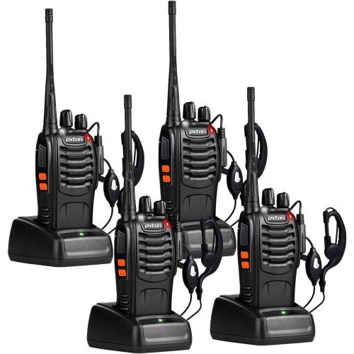  pxton Walkie Talkies Long Range for Adults with Earpieces,16 Channel Walky Talky Rechargeable Handheld Two Way Radios with Flashlight Li-ion Battery and Charger（4 Pack）