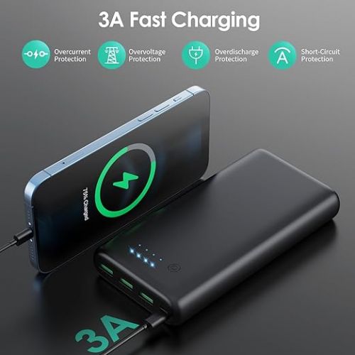  Portable Charger 36800mAh,4 Outputs Power Bank, Dual Input 5V/3A External Battery Pack,USB-C in&Out High-Speed Charging Backup Charger Compatible with iPhone 15/14/13,Samsung S23 Android Phone etc