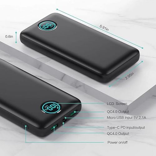  Portable Charger Power Bank 30,800mAh LCD Display Power Bank,25W PD Fast Charging +QC 4.0 Quick Phone Charging Power Bank Tri-Outputs Battery Pack Compatible with iPhone,Android etc(Black)