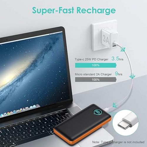  Portable Charger Power Bank 30,800mAh LCD Display Power Bank,25W PD Fast Charging +QC 4.0 Quick Phone Charging Power Bank Tri-Outputs Battery Pack Compatible with iPhone,Android etc(Orange)