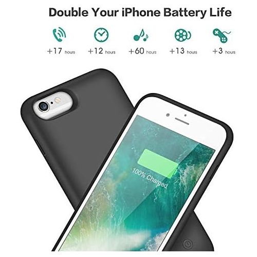  [아마존베스트]Pxwaxpy Battery Case for iPhone 6S 6 6000mAh Rechargeable Charging Case for iPhone 6 External Charger Cover iPhone 6S Battery Pack Apple Power Bank [4.7 inch]- Black