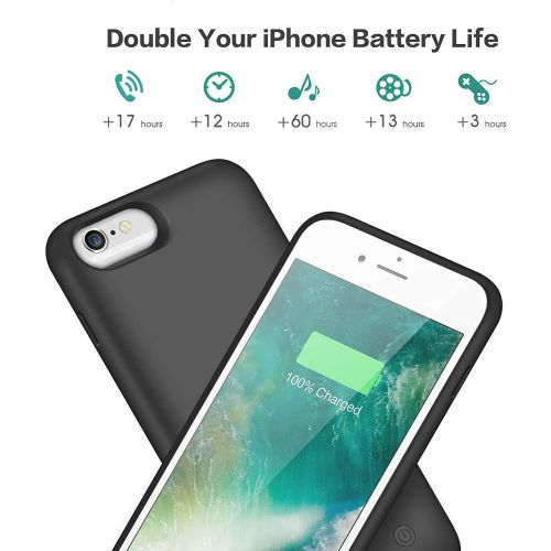  [아마존베스트]Pxwaxpy Battery Case for iPhone 6S 6 6000mAh Rechargeable Charging Case for iPhone 6 External Charger Cover iPhone 6S Battery Pack Apple Power Bank [4.7 inch]- Black