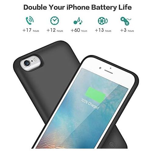  [아마존베스트]Pxwaxpy Battery Case for iPhone 7/8/6/6S, Upgraded [6000mAh] Protective Portable Charging Case Rechargeable Extended Battery Pack Charger Case for iPhone 7/8/6/6S (4.7 inch) Backup