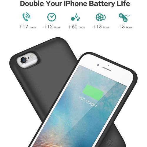  [아마존베스트]Pxwaxpy Battery Case for iPhone 7/8/6/6S, Upgraded [6000mAh] Protective Portable Charging Case Rechargeable Extended Battery Pack Charger Case for iPhone 7/8/6/6S (4.7 inch) Backup