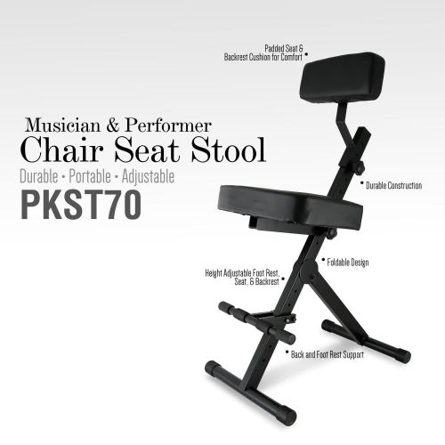  Pyle Musician & Performer Chair Seat Stool, Durable, Portable, Adjustable