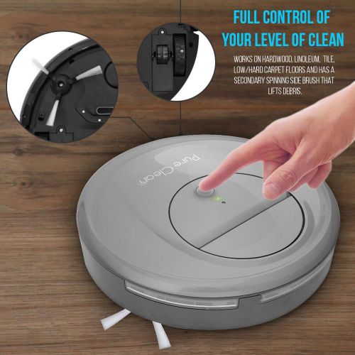  Pyle Upgraded Pure Clean Smart Robot Vacuum Sweeper Cleaner w Self-Navigated Automatic Robotic Floor Cleaning Ability in Selectable Mode - Built in rechrg Battery w LED Light