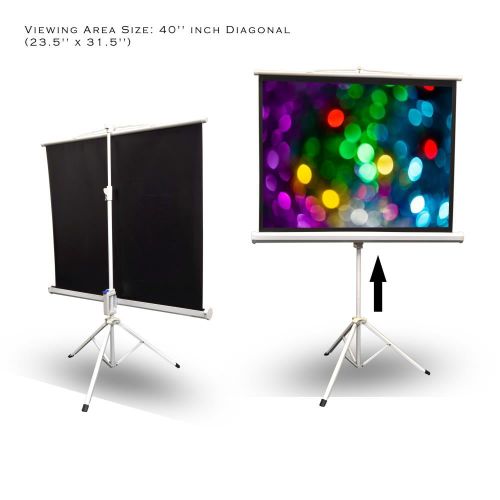  Pyle Home Floor-Standing Portable Tripod Projector Screen, 40