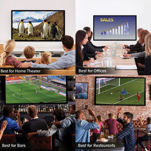  Pyle 110 Matt White Home Theater TV Wall Mounted Fixed Flat Projector Screen - 110 inch 16:9 Full HD Projection - Easy to Set Up for Room Video, Slideshow, Movie  Film Showing
