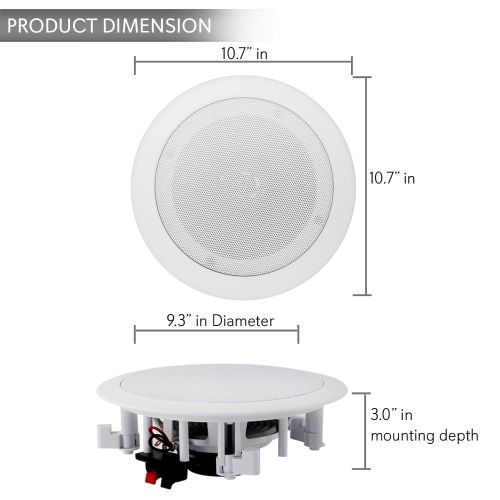  Pyle Dual 8 BT Ceiling  Wall Speakers, 2-Way Flush Mount Home Speaker Pair, 250 Watt