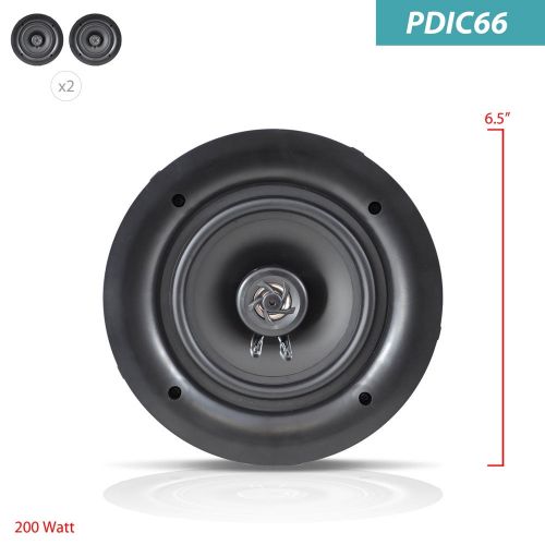  Pyle 6.5 In-Wall  In-Ceiling Dual Stereo Speakers, 200 Watt, 2-Way, Flush Mount, White