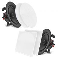 Pyle 8.0 In-Wall  In-Ceiling Dual Stereo Speakers, 250 Watt, 2-Way, Flush Mount, White
