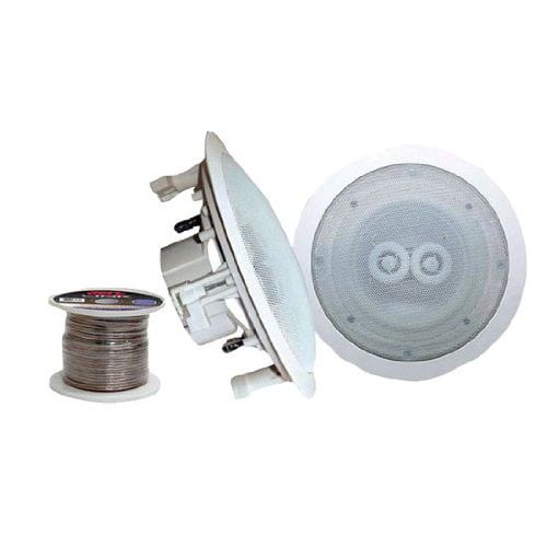  Pyle Pair of 5.25 In-Ceiling (Dual Channel) Weather Proof Speakers + 100 ft. Spool Speaker Wire