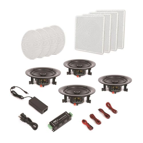  Pyle 6.5 BT Ceiling  Wall Speaker Kit, (4) Flush Mount 2-Way Home Speakers, 200 Watt (4 Speakers)