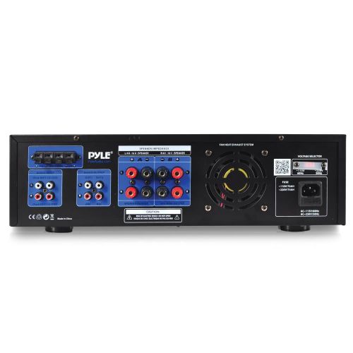  Pyle Home Theater BT Stereo Receiver, Aux (3.5mm) Input, MP3USBSDAMFM Radio, (2) Mic Inputs, 300 Watt