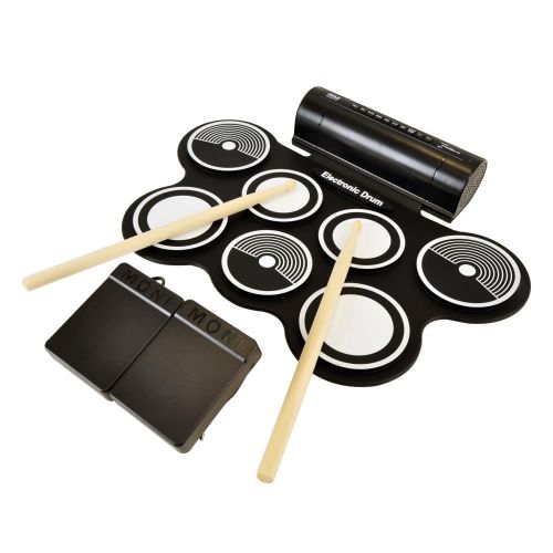  Pyle PTEDRL12 - Electronic Drum Kit - Compact Drumming Machine, Quick Setup Roll-Up Design